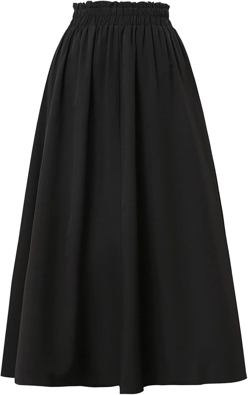 Floral Midi Skirt Boho Flowy Elastic High Waist A Line Skirt Bow Linen Flared Beach Long Skirts for Women with Pockets