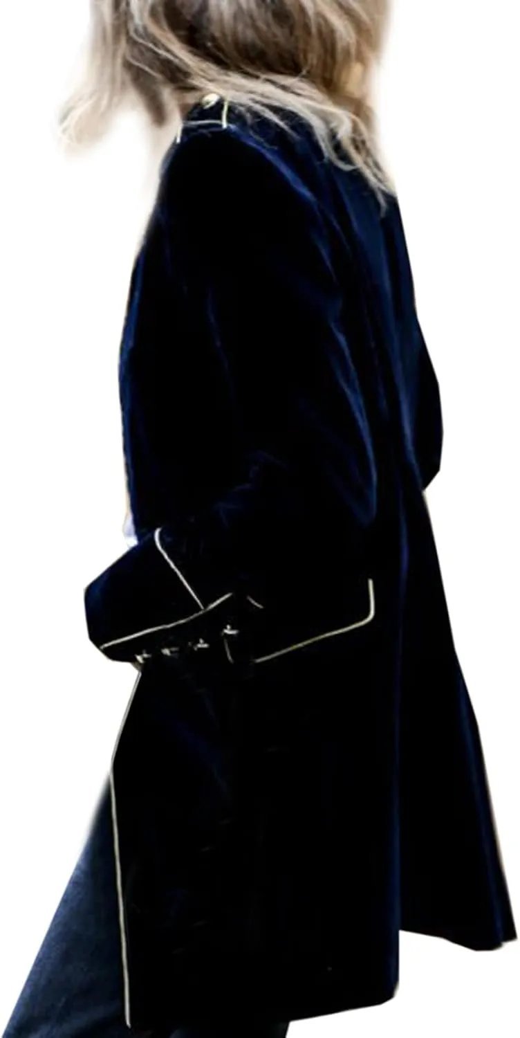 futurino Women's Velvet Jacket for Long Sleeve Single-Breasted Stand-up Collar Solid Warm Velvet Outwear Front Cardigan Coat