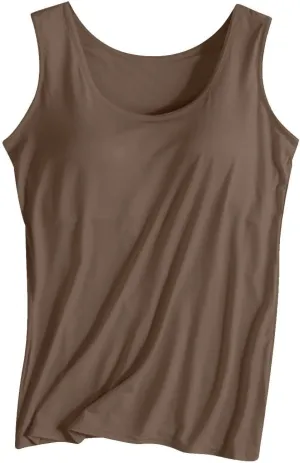 Generic Built in Bra Tank Tops for Women 2024 Summer Padded Basic Casual Tops Camisole Stretch Comfort Athletic Workout Tops