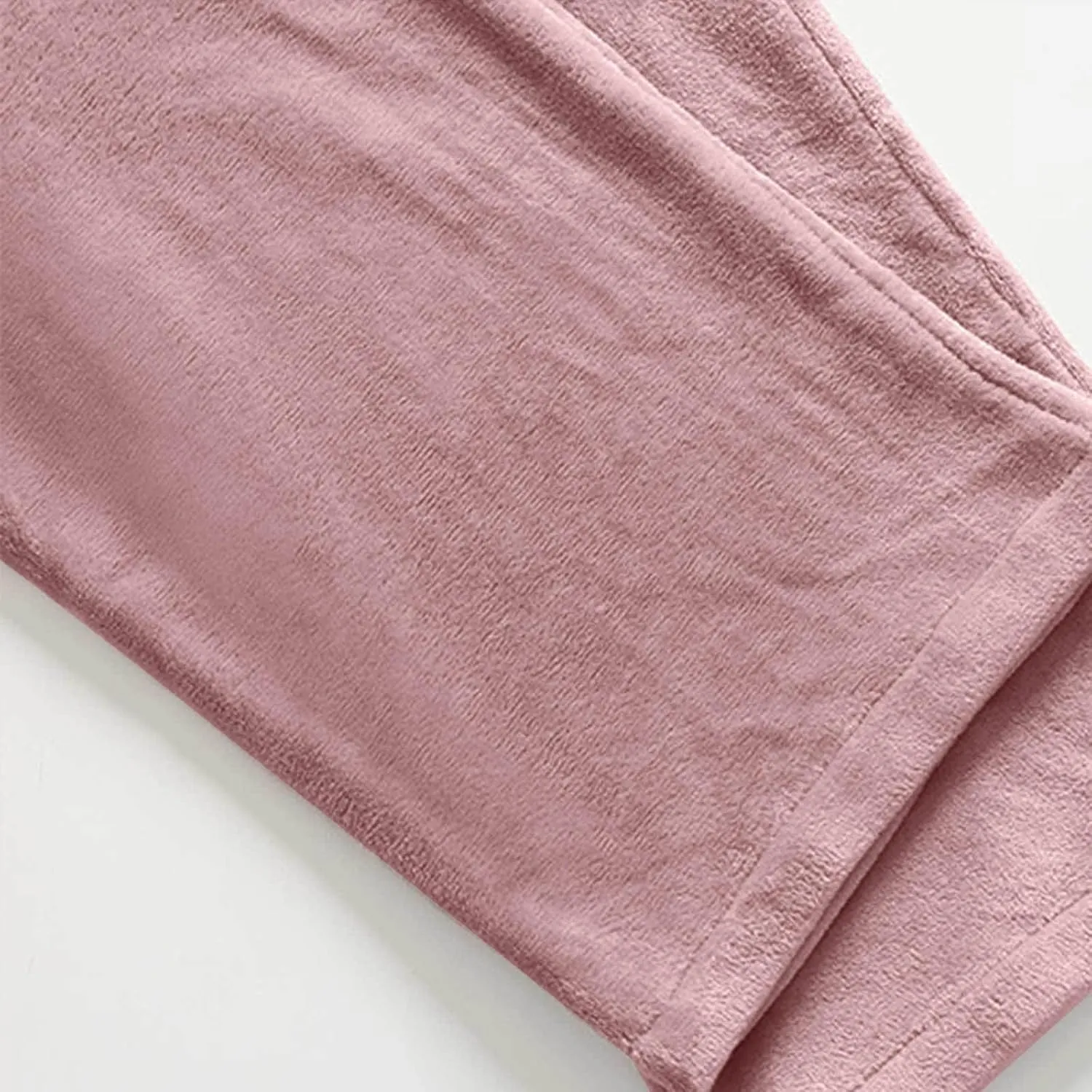 HGps8w Women's Furry Fleece Pajamas Sets - Ultra Soft Belted Wrap Top with Long Pants Two Piece Comfy Lounge Sleepwear