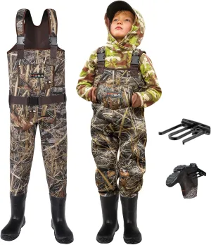 HISEA Kids Chest Waders for Toddler & Children Neoprene Youth Duck Hunting Waders for Kids Boys Girls with Insulated Boots