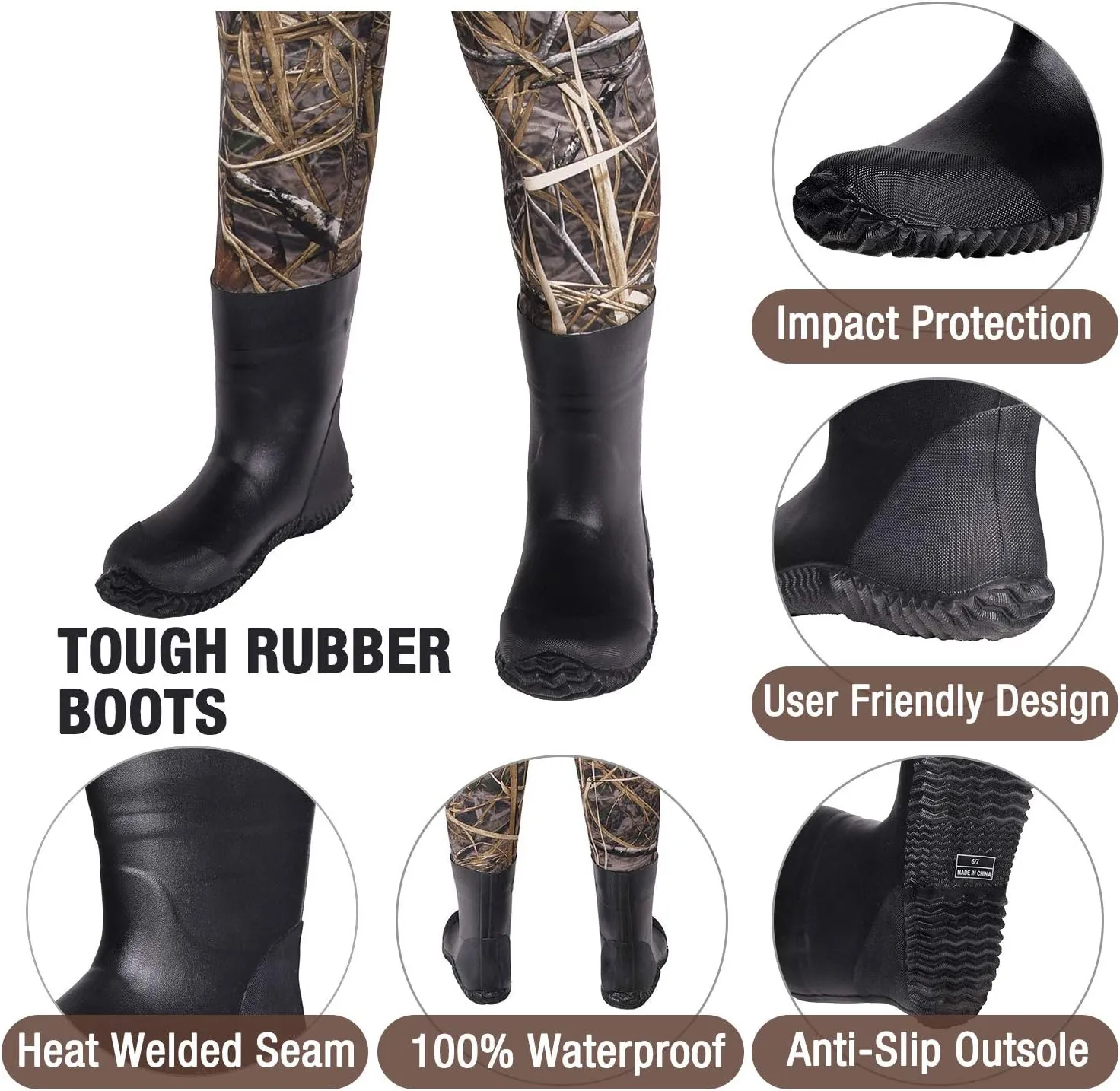HISEA Kids Chest Waders for Toddler & Children Neoprene Youth Duck Hunting Waders for Kids Boys Girls with Insulated Boots