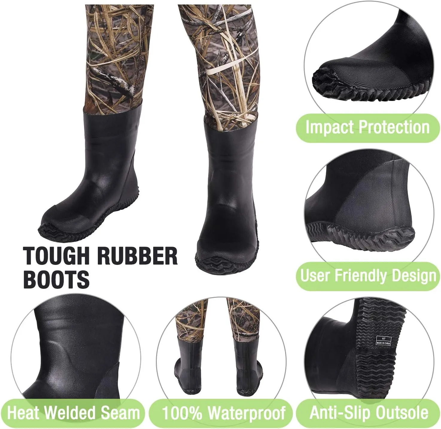 HISEA Kids Chest Waders for Toddler & Children Neoprene Youth Duck Hunting Waders for Kids Boys Girls with Insulated Boots