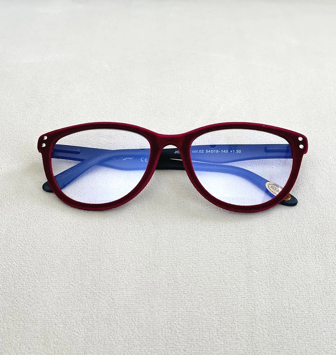 Hypoallergenic Velvet Rimmed, Blue Light Blocking Cat Eye Reading Glasses