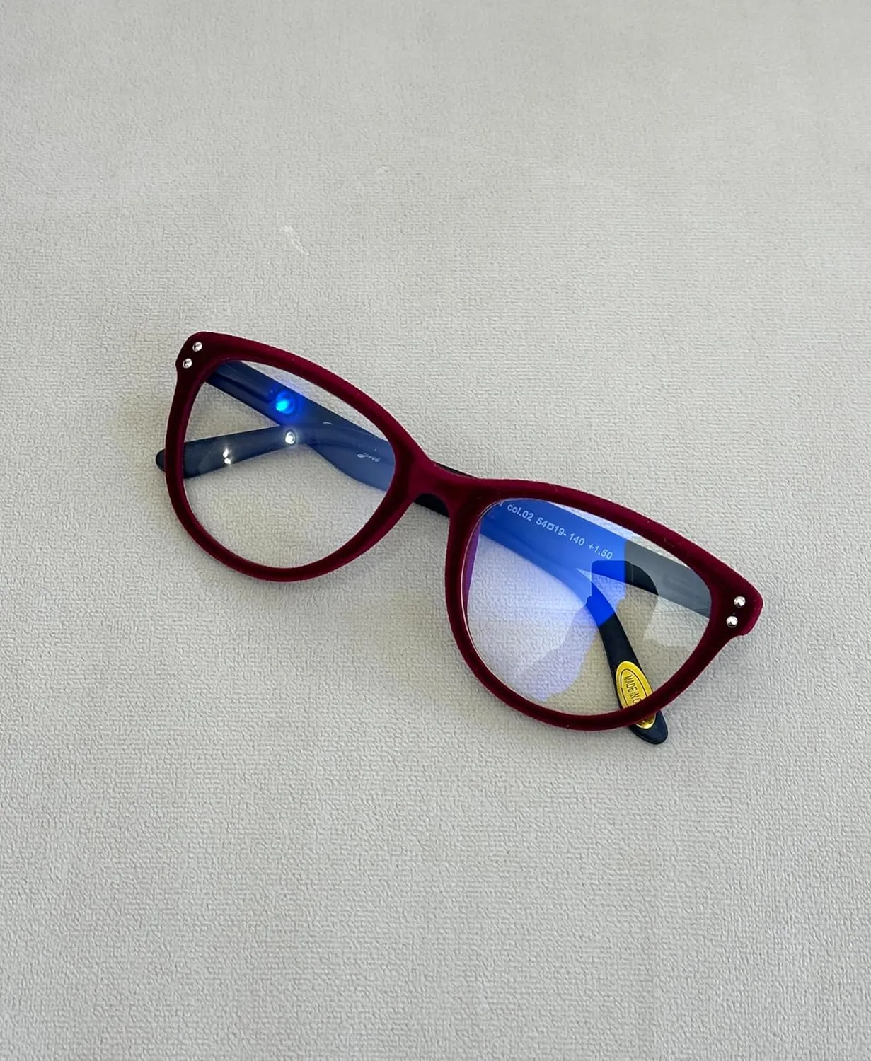 Hypoallergenic Velvet Rimmed, Blue Light Blocking Cat Eye Reading Glasses