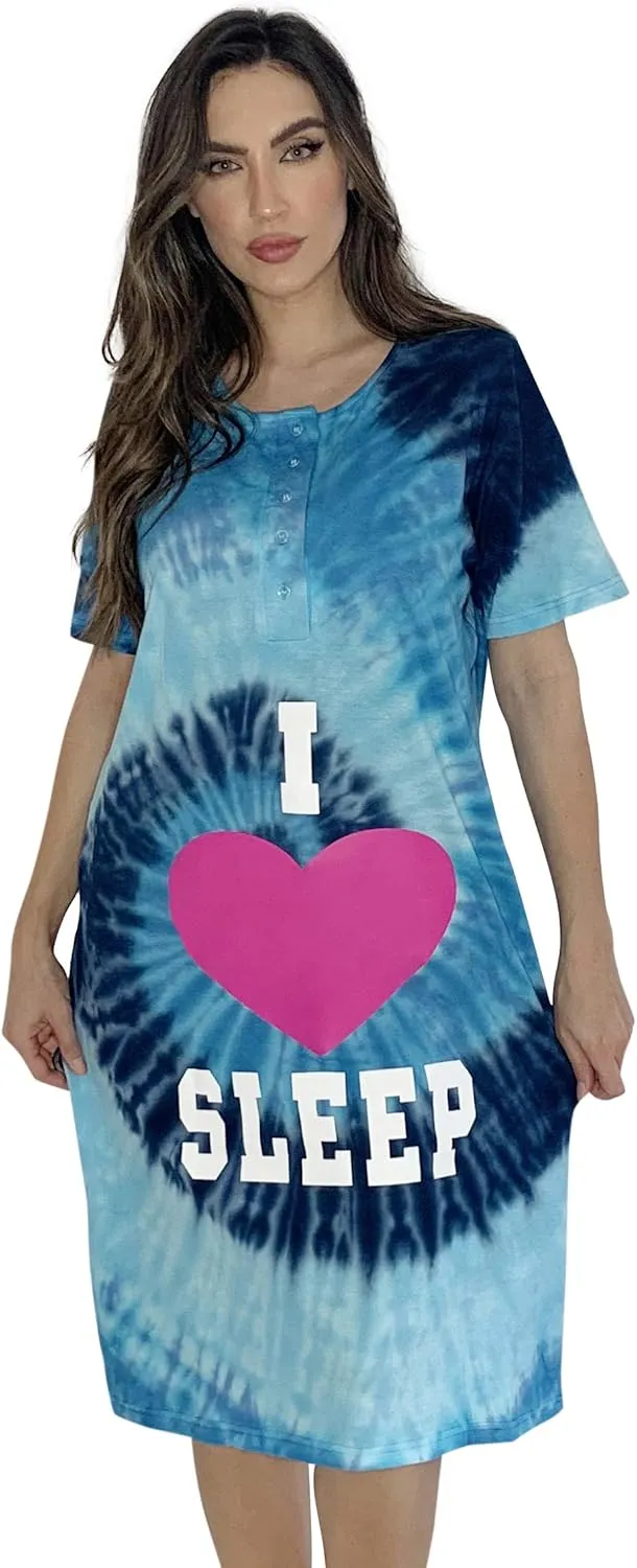 Just Love Short Sleeve Tie Dye Nightgown for Women
