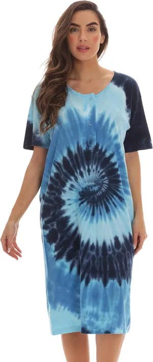 Just Love Short Sleeve Tie Dye Nightgown for Women