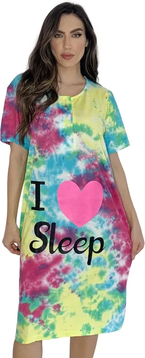 Just Love Short Sleeve Tie Dye Nightgown for Women