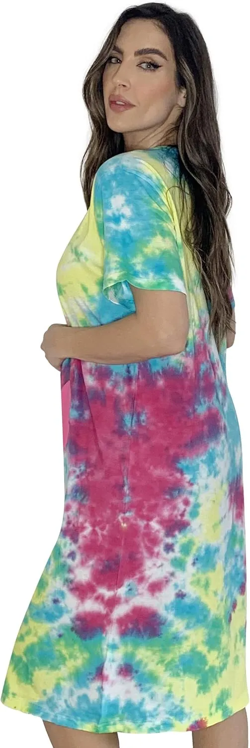 Just Love Short Sleeve Tie Dye Nightgown for Women