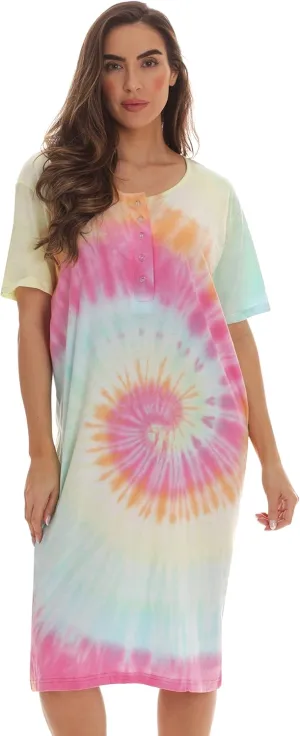 Just Love Short Sleeve Tie Dye Nightgown for Women