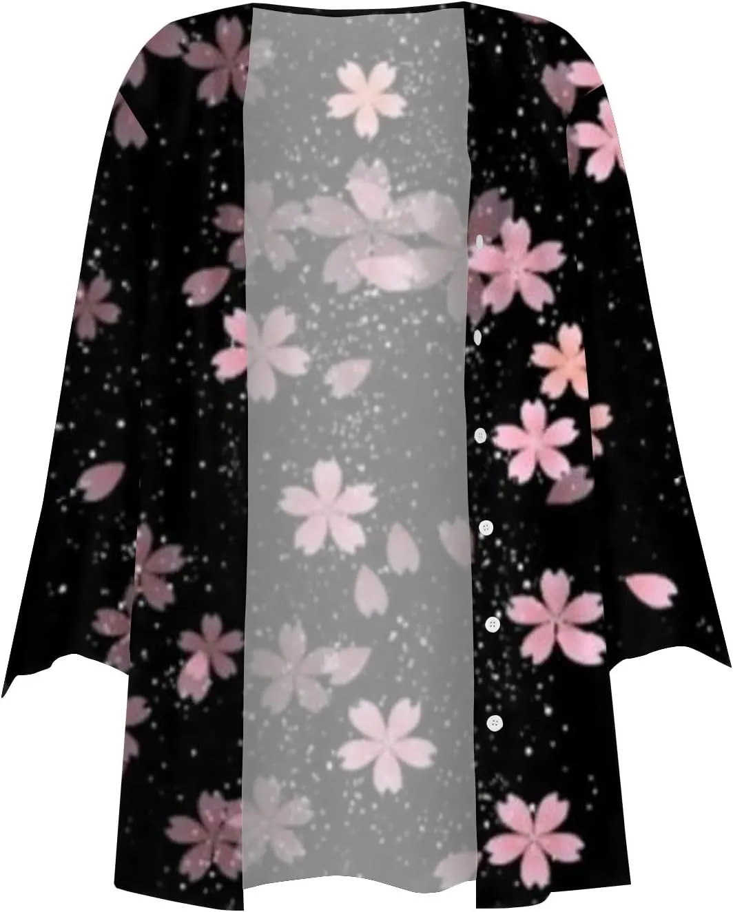 Kimono Cardigans for Women 3/4 Sleeve Button Down Cardigans Floral Printed Casual Loose Open Front Cardigan