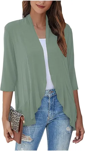Kimonos for Women Breathable Open Front Tops Lightweight Cardigan Lrregular Hemline Cover Up Loose Fit Casual Coat