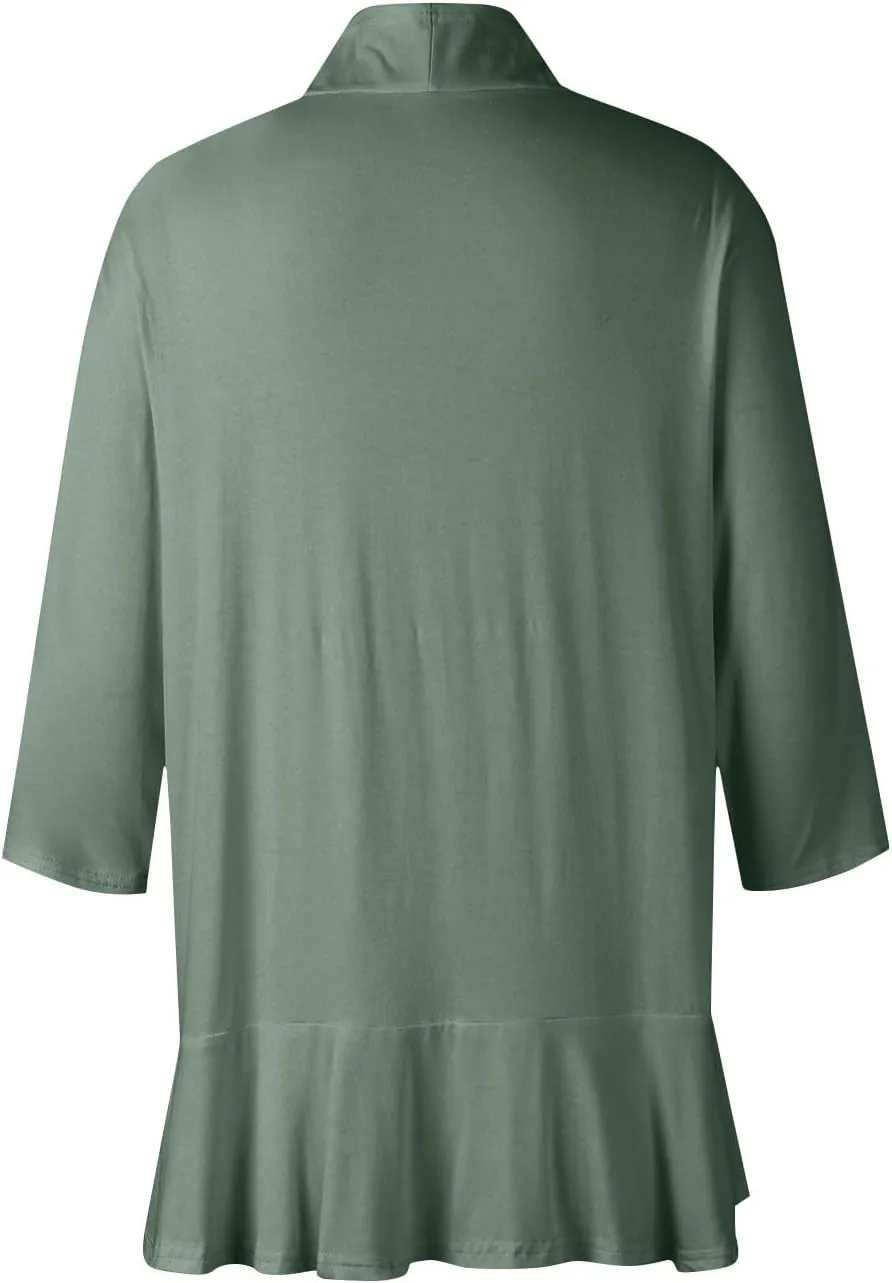Kimonos for Women Breathable Open Front Tops Lightweight Cardigan Lrregular Hemline Cover Up Loose Fit Casual Coat