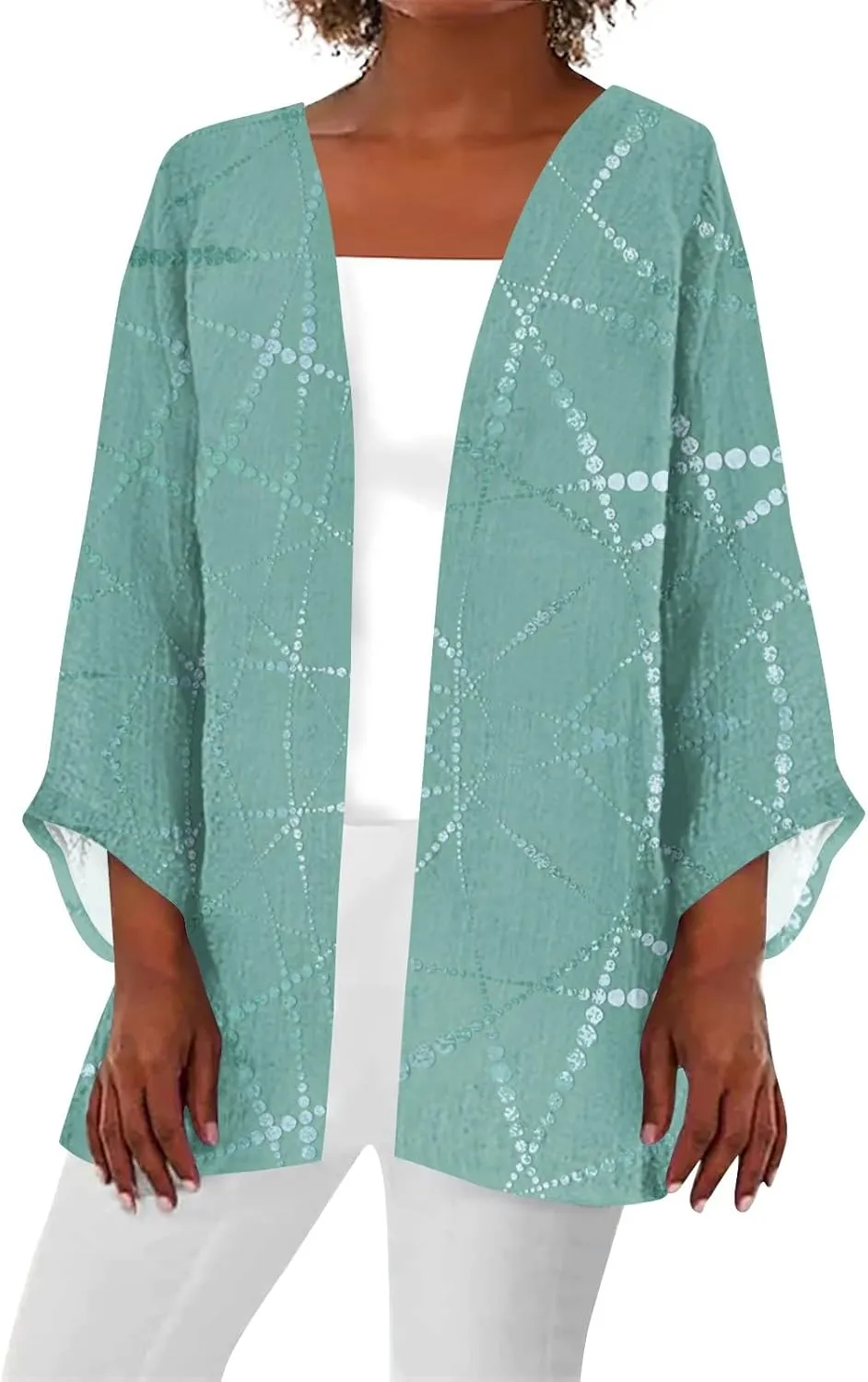 Kimonos for Women Breathable Open Front Tops Lightweight Printed Coat Summer Cardigans Elegant Clothes