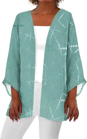 Kimonos for Women Breathable Open Front Tops Lightweight Printed Coat Summer Cardigans Elegant Clothes