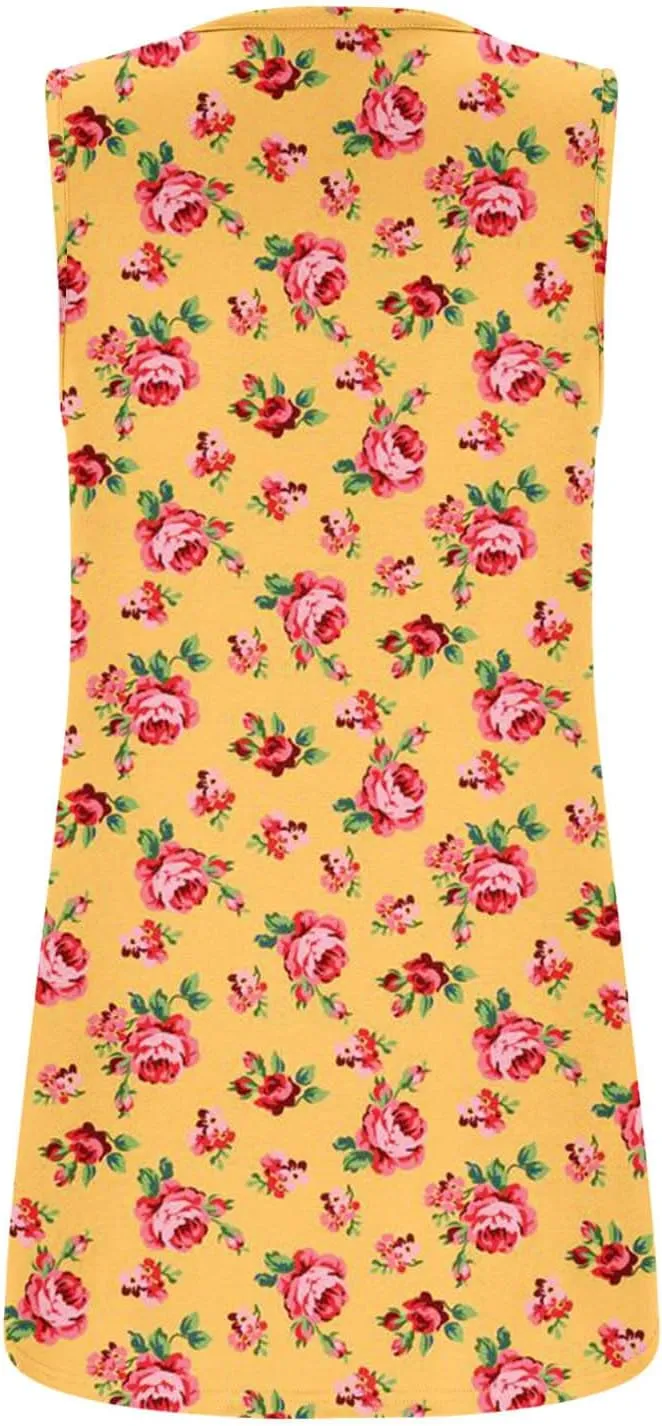 Lastesso Women's Tank Tops Fashion Retro Flower Print Smocked Front Shirts Casual Square Neck Sleeveless Tops Summer Tanks
