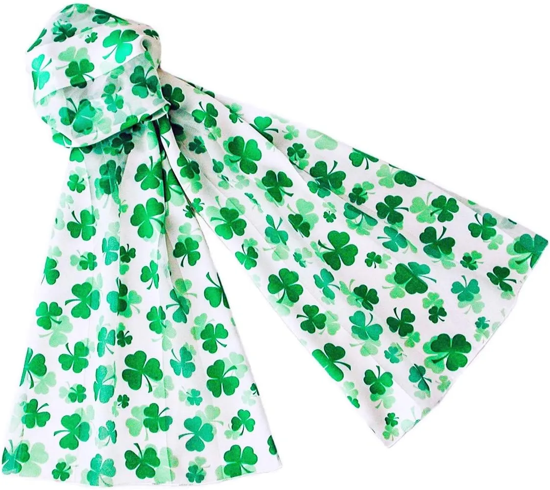 Light and Bright Shamrock Scarves for St Patrick's Day Lightweight and Silky