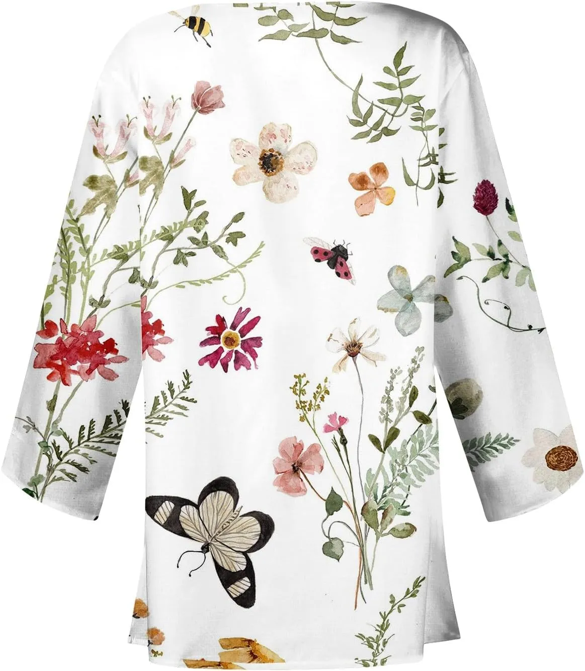 Lightweight Cardigan for Women Summer Printed 3/4 Sleeve Kimono Cardigan Casual Beach Cover Up Tops Open Front Blouse