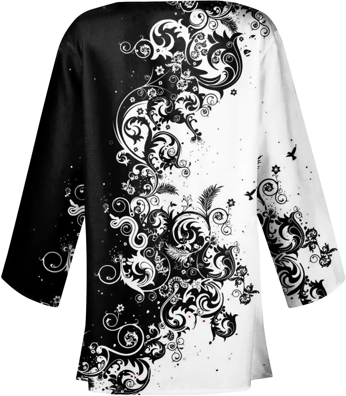 Lightweight Cardigan for Women Summer Printed Beach Cover Up Tops Open Front 3/4 Sleeve Kimono Cardigan Casual Blouse