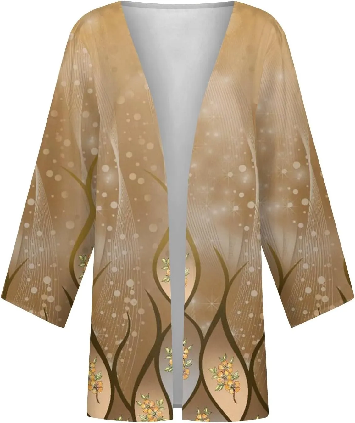 Lightweight Cardigan for Women Summer Printed Beach Cover Up Tops Open Front 3/4 Sleeve Kimono Cardigan Casual Blouse