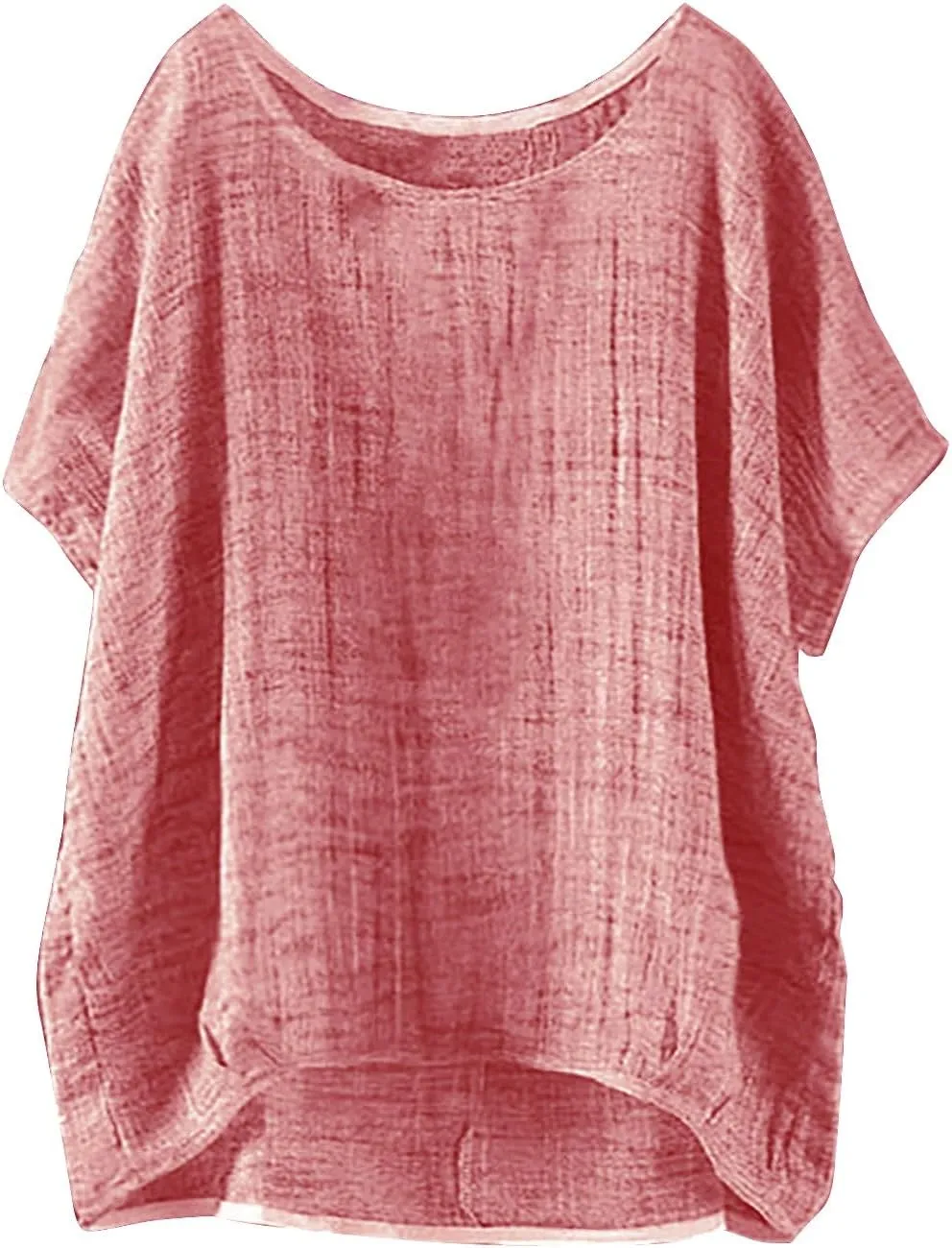 Linen Shirts for Women Summer 2025 Trendy Plus Size Crewneck Short Sleeve Cute Tops Casual Loose Fit Comfy Blouses