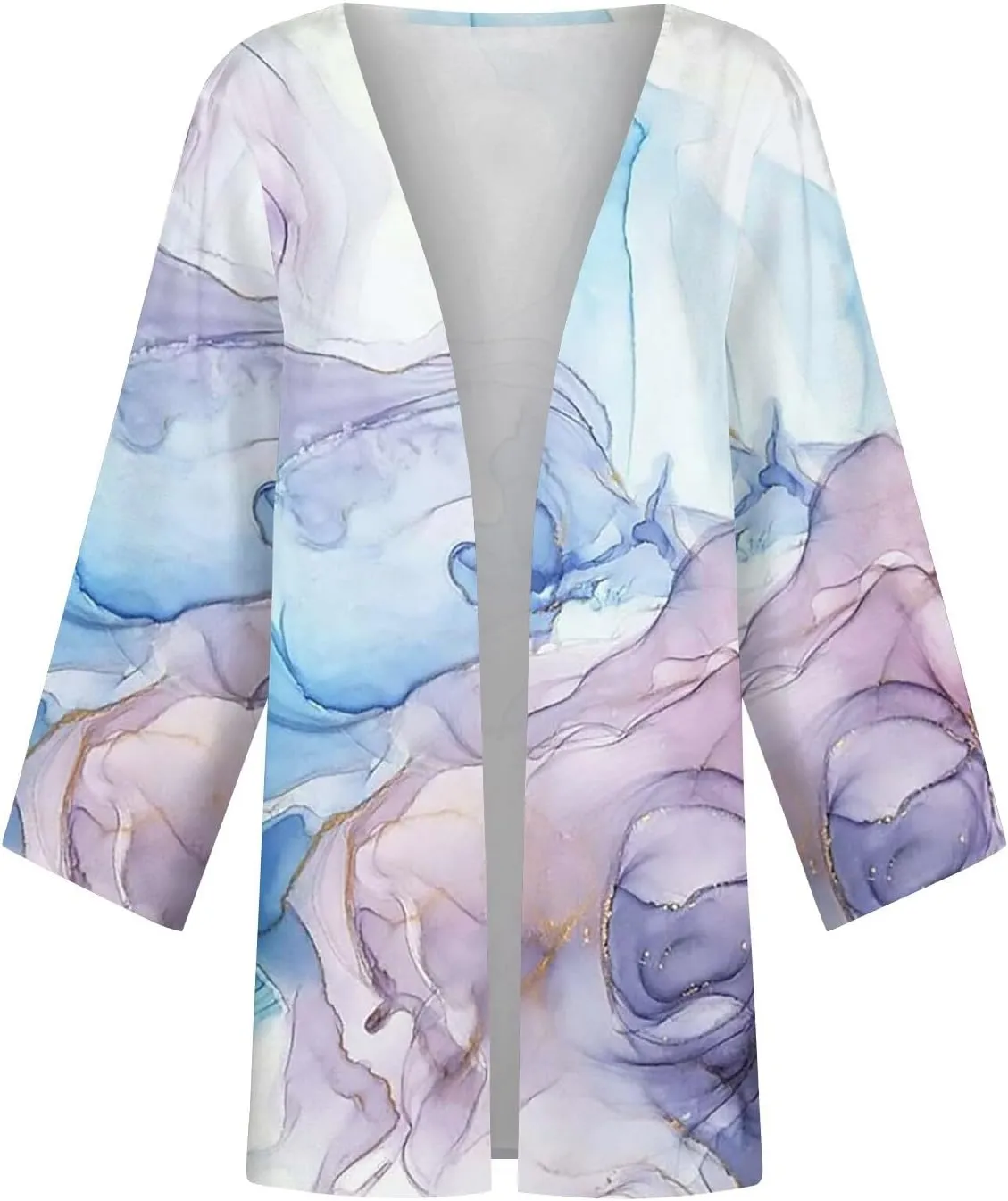 Long Sleeve Kimono for Womens Retro Print Casual Duster Blouse Tops Coat 3/4 Sleeve Jackets Lightweight Cardigans