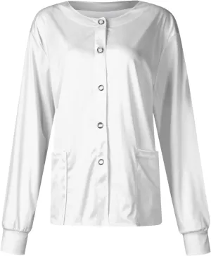 Long Sleeve Scrub Tops Women Solid Color Butterfly Printed Medical Uniform Tops Plus Sized Nursing Jacket Tops