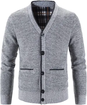Men's Casual Cardigan Sweater Jacket Long Sleeve V Neck Button Down Mens Knitwear with Pockets Fall Winter Casual Top