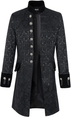 Mens Velvet Goth Steampunk Victorian Frock Coat
