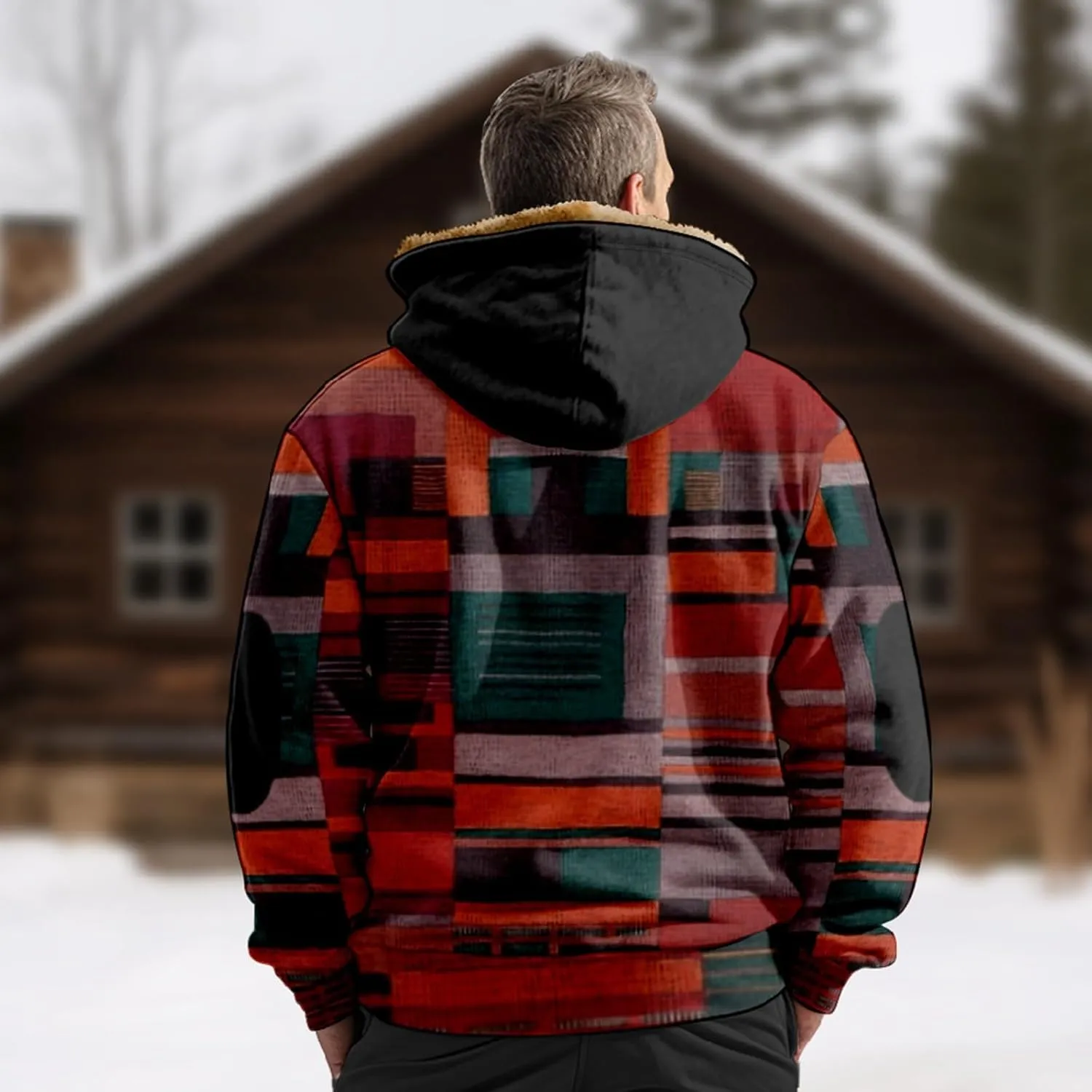Mens Vintage Fleece Jacket Sherpa Lined Winter Coats Fall Winter Over Outerwear Windproof Casual Hoodies Plus Size