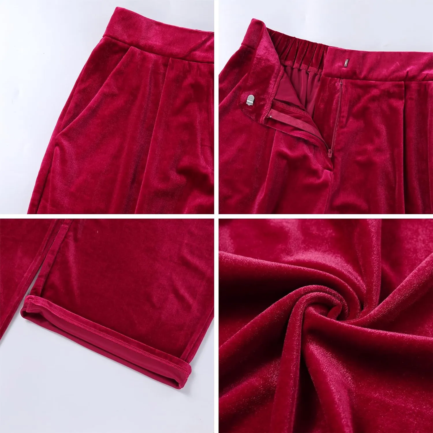 ODIZLI Velvet Pants for Women Fall Winter High Waist Wide Straight Leg Trousers Casual Baggy Pants