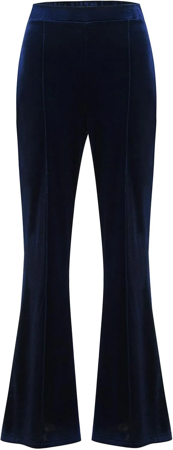 ODIZLI Velvet Pants for Women High Waist Bell Bottom Flare Pants Palazzo Casual Trousers