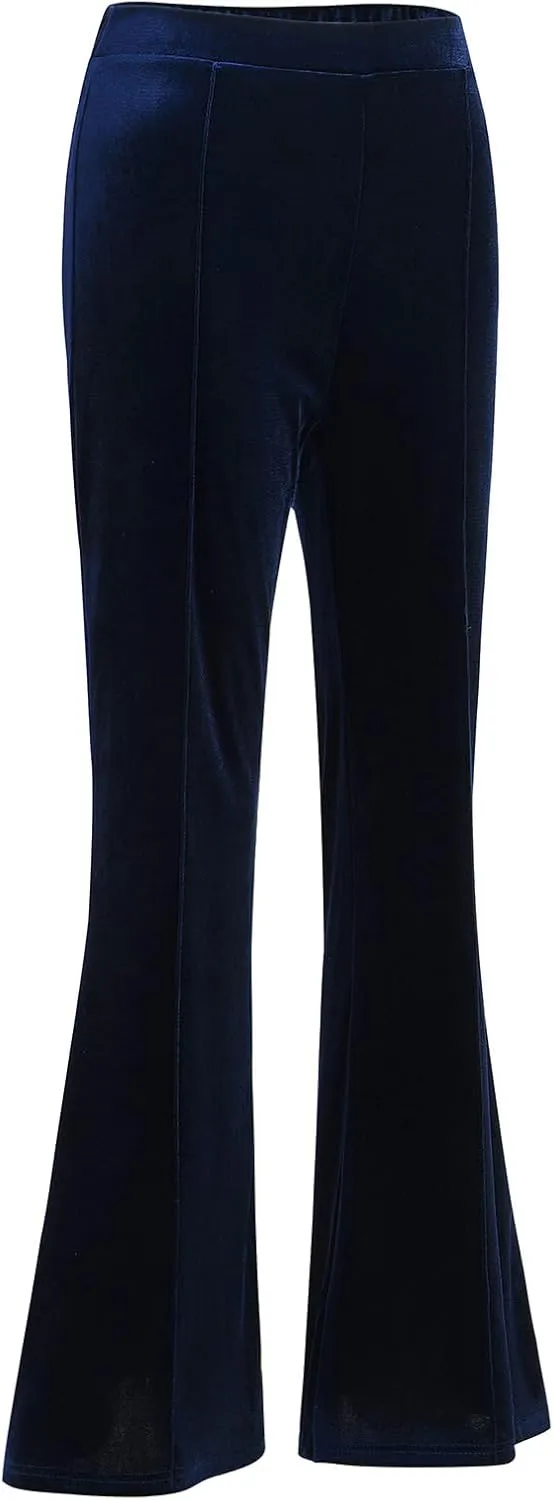 ODIZLI Velvet Pants for Women High Waist Bell Bottom Flare Pants Palazzo Casual Trousers