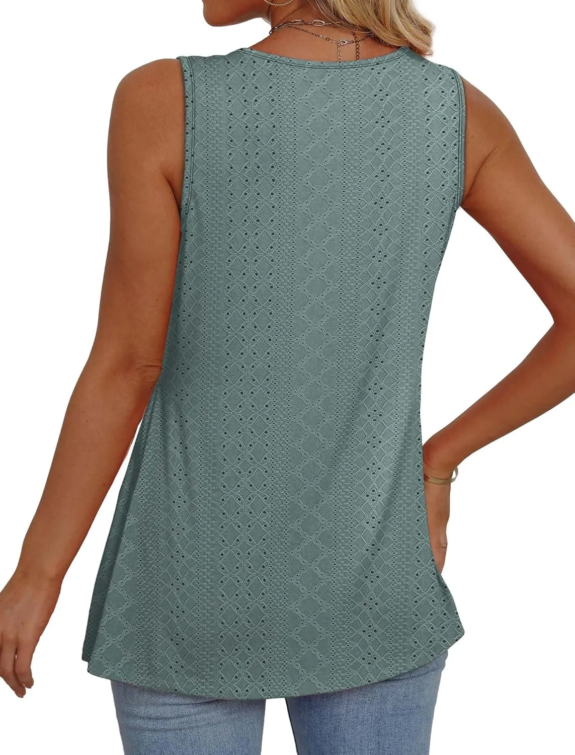 OFEEFAN Womens Tank Tops 2025 Flowy Peplum Tops for Women Dressy Sleeveless V Neck Babydoll Tank Tops