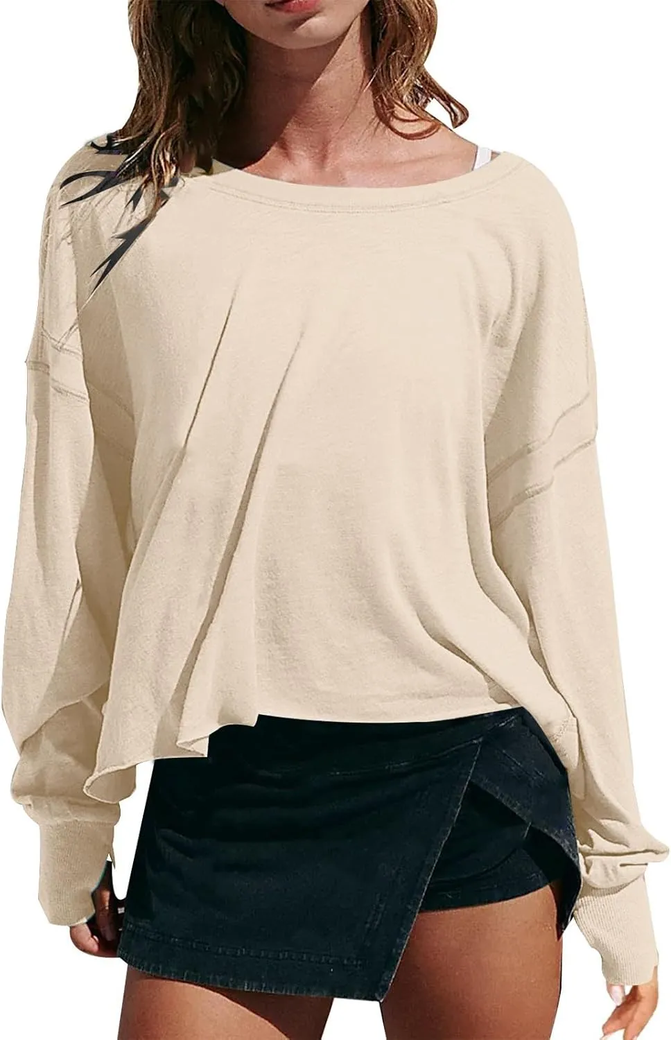 Oversized Open Back Sweatshirts for Womens Gym Backless Long Sleeve Crop Tops Workout Yoga Athletic Shirts Pullover