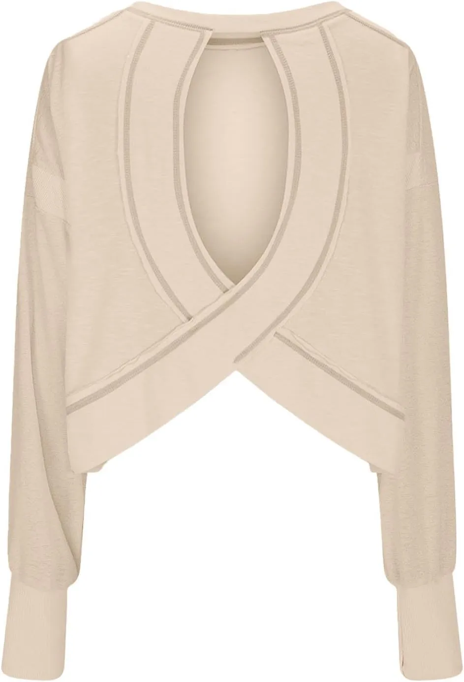 Oversized Open Back Sweatshirts for Womens Gym Backless Long Sleeve Crop Tops Workout Yoga Athletic Shirts Pullover