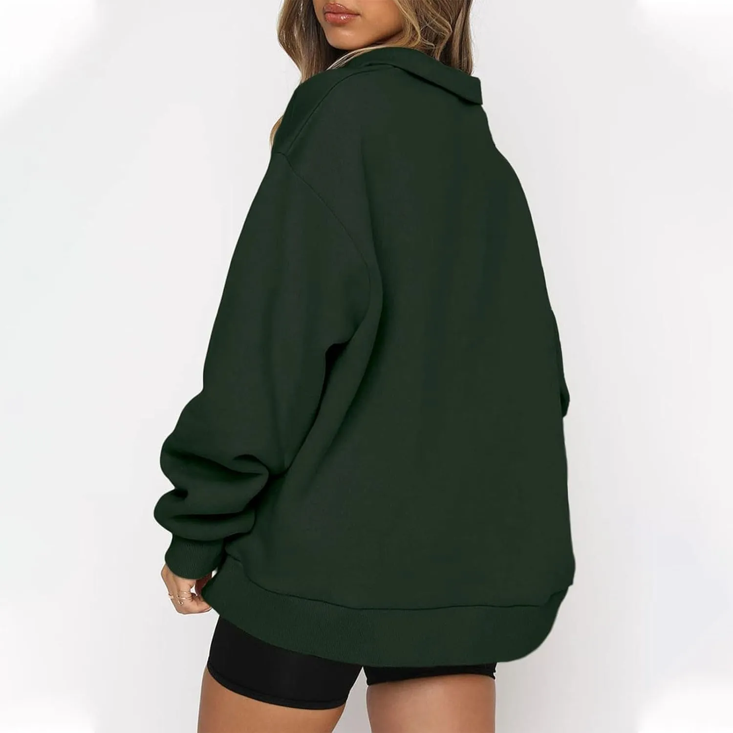 Quarter Zip Pullover for Women Fall Drop Shoulder Y2k Clothes Casual Sweaters Long Sleeve Sweatshirt Half Zip Blouses