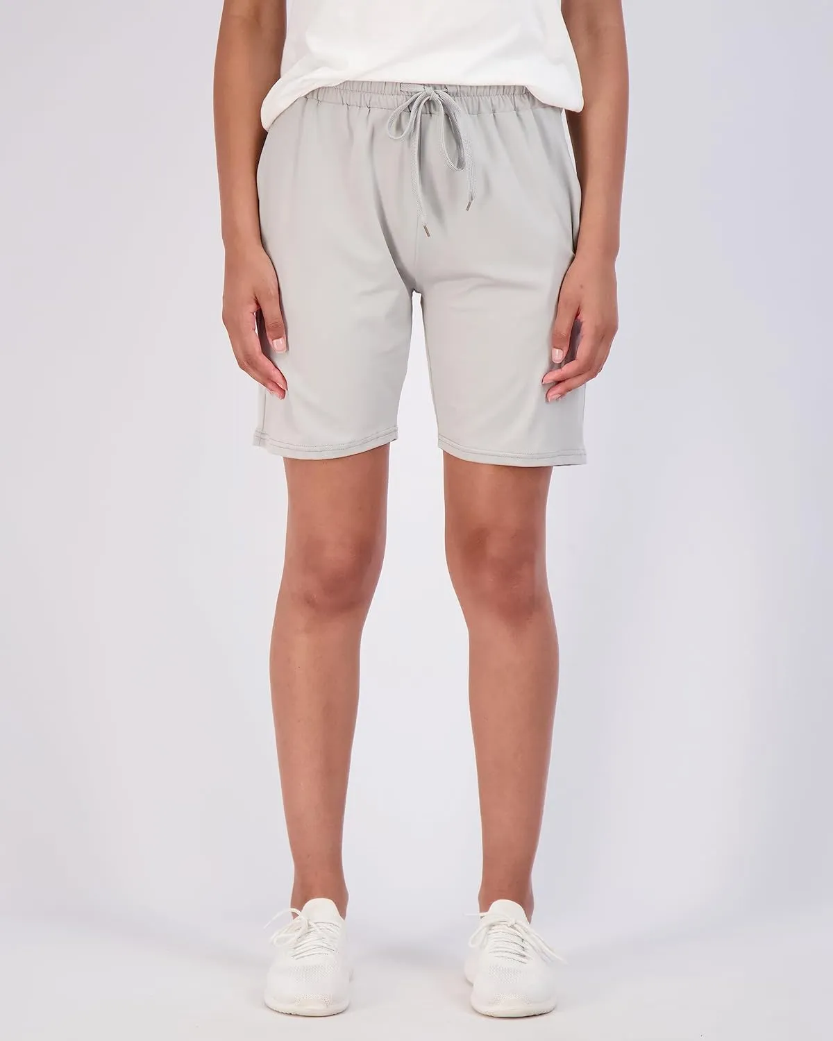 Real Essentials 4 Pack: Women's 7" Bermuda Long Casual Yoga Super-Soft Loose Comfy Shorts with Pockets (Available in Plus)