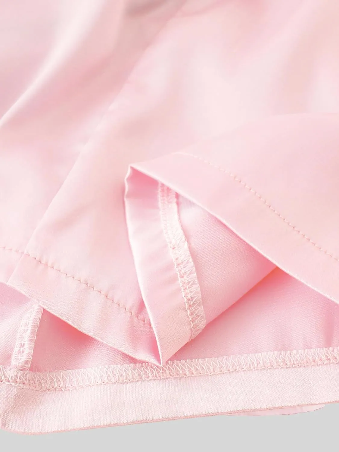 Satin Pajamas for Girls, 4-Piece Short Sleeve Button Down Silky PJ Set