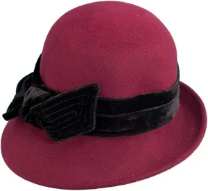 Scala Women's Wool Felt Cloche with Velvet Bow