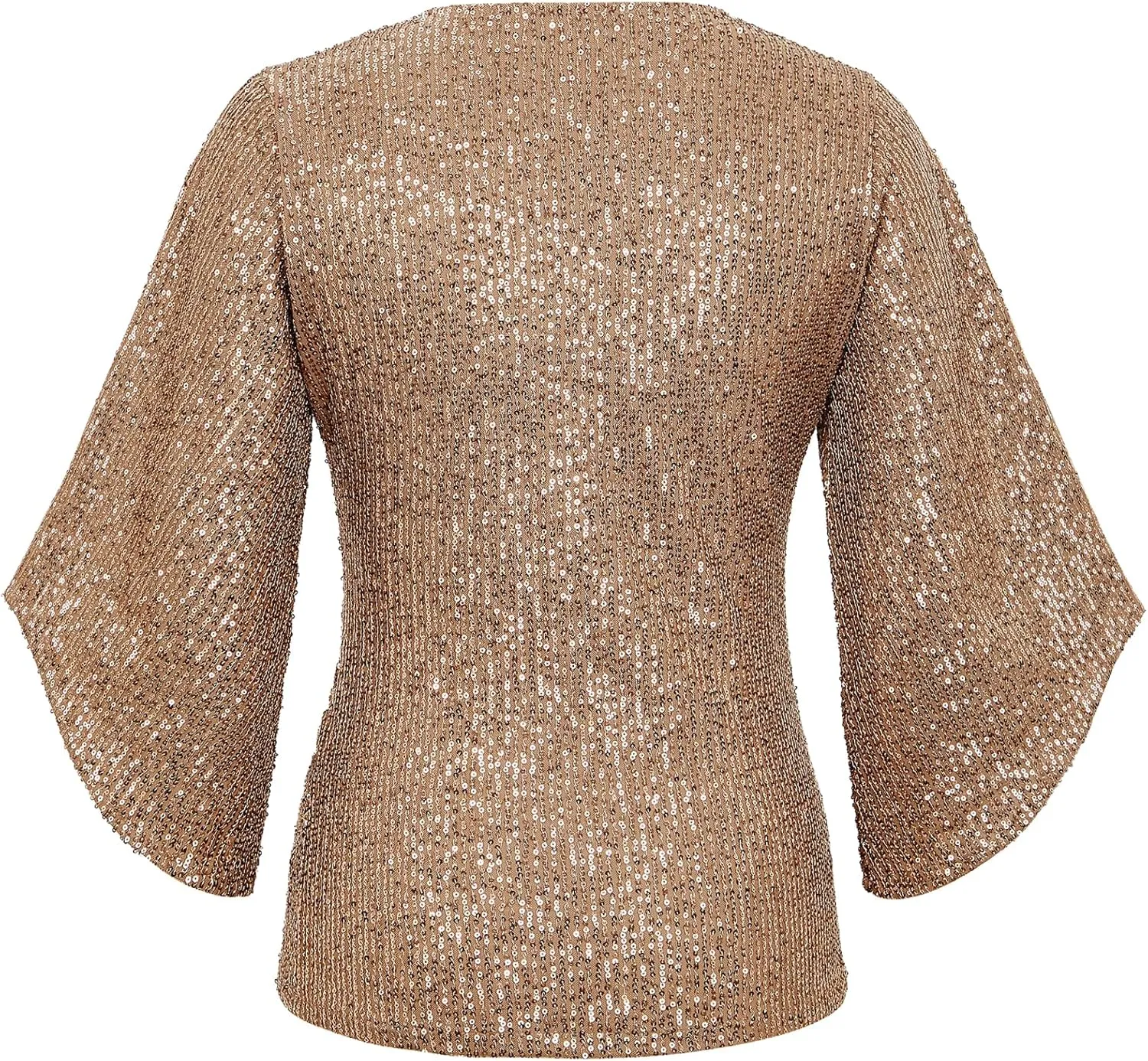 Sequin Tops for Women 3/4 Sleeve Blouse for Women Dressy Sparkly Tops V Neck Outfits for Party Glitter Tops