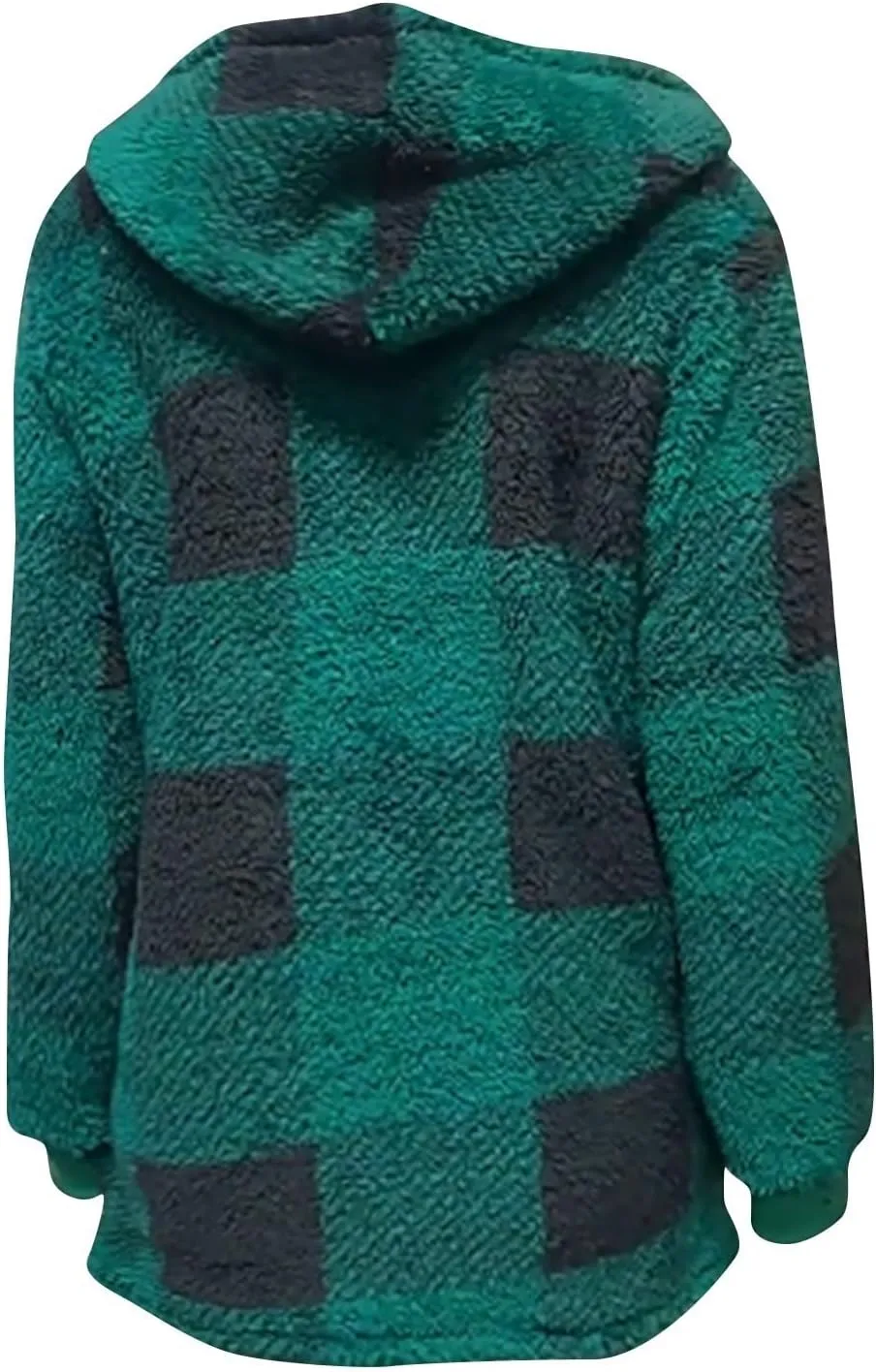Shackets for Women 2024 Fall Zip Up Fuzzy Plaid Jacket Plus Size Casual Warm Winter Fleece Long Hoodie with Pockets