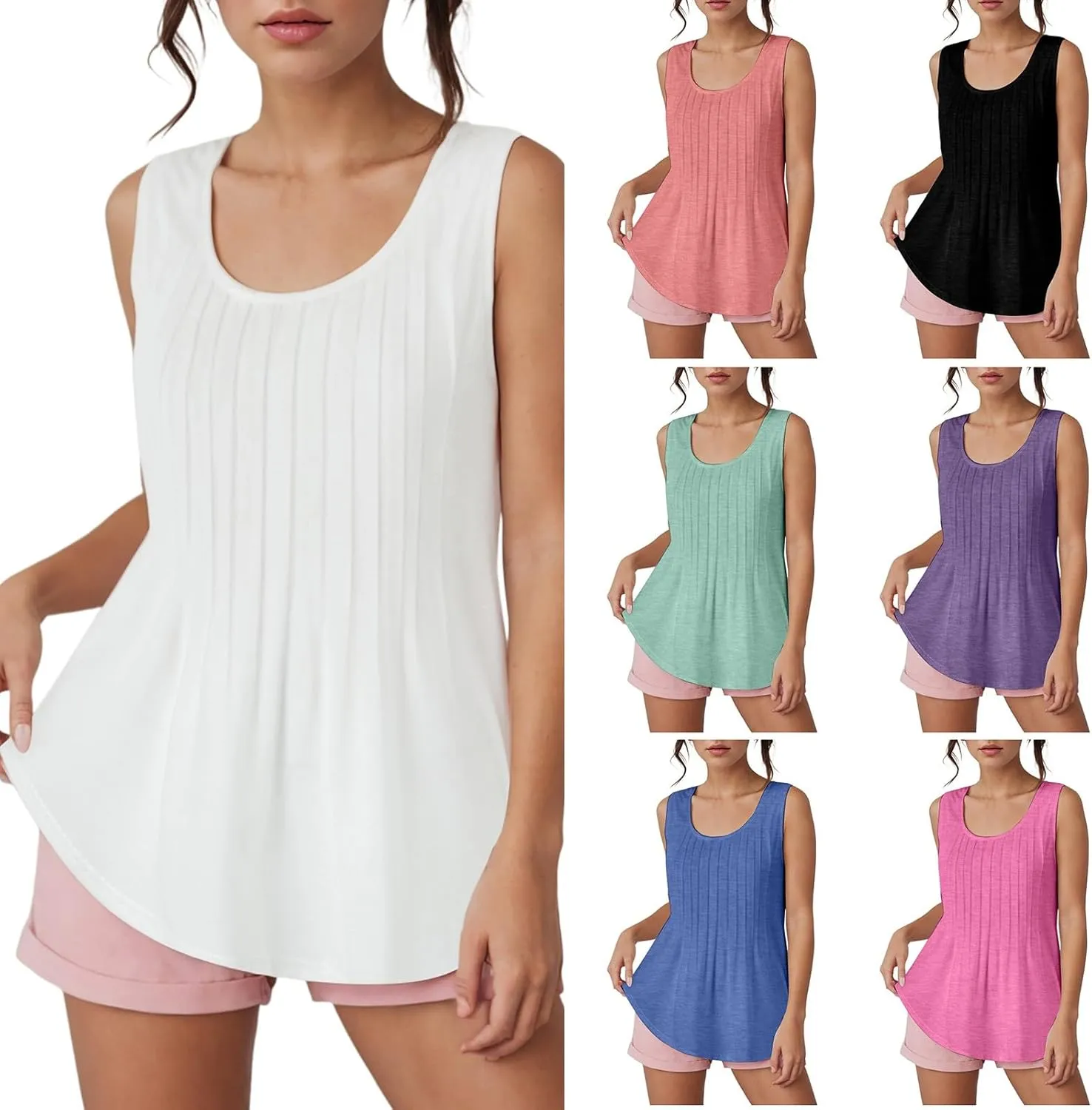 Summer Tank Tops for Women 2025 Loose Fit Casual Flowy Tank Tops Trendy Sleeveless Summer Tops Clothing Outfits