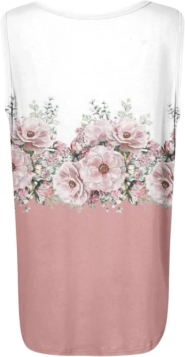 Summer Tank Tops for Women Loose Fit Pleated Square Neck Sleeveless Tops Plus Size Curved Hem Flowy Tops 2025