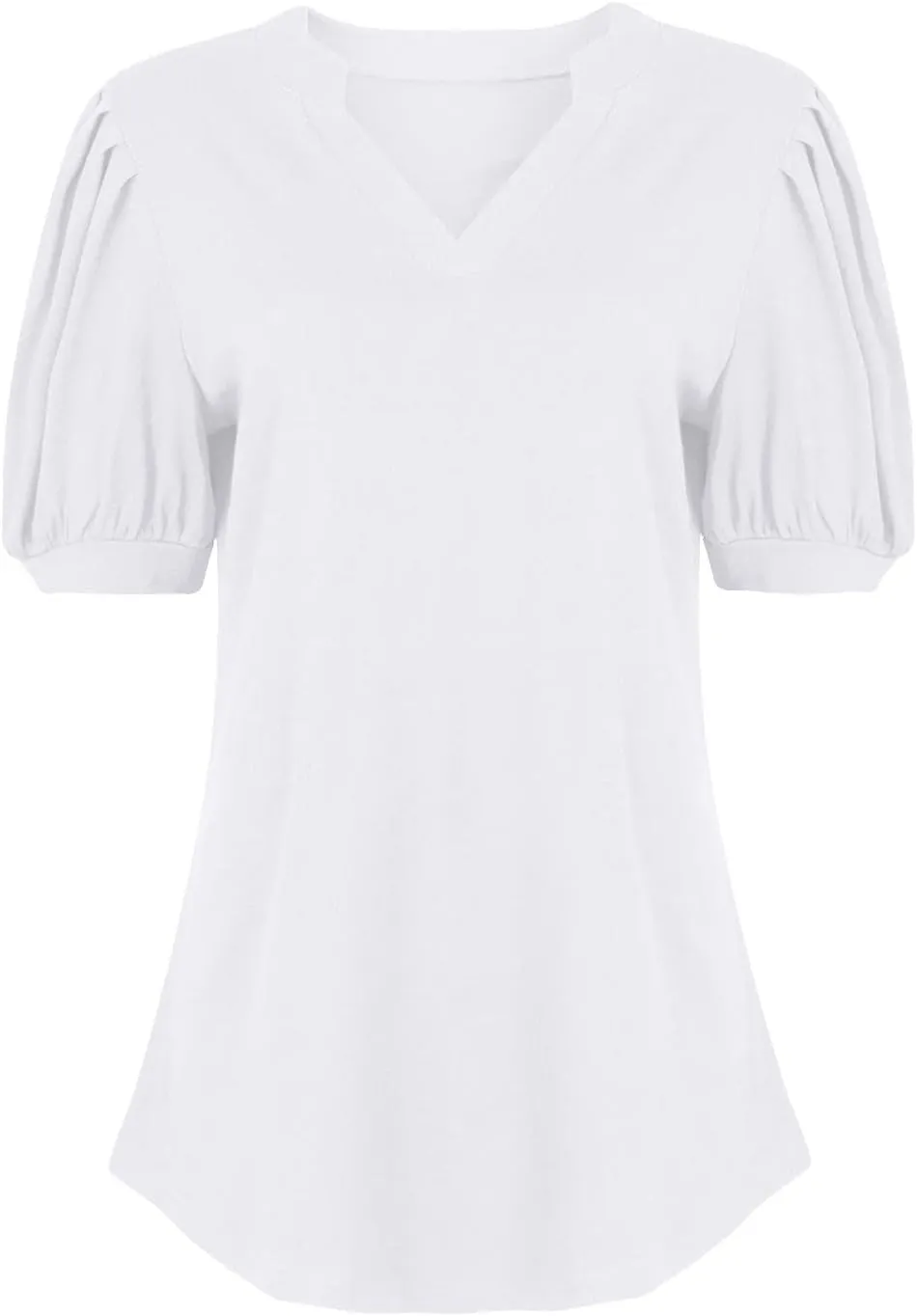 Summer Tops for Women Puff Short Sleeve Tops Dressy Casual V-Neck T-Shirts Cute Blouse for Work