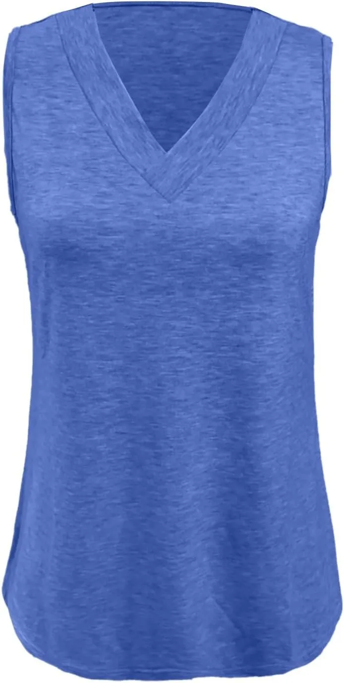 Tank Top for Women Summer V Neck T Shirts Casual Sleeveless Basic Tshirts Loose Beach Fashion Vacation Outfits
