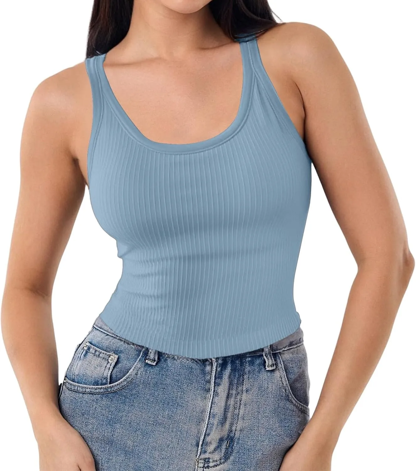 Tank Tops with Built in Bras Summer Tank Tops for Women Fitness Workout Layering Outfits Undershirts Cami Tops