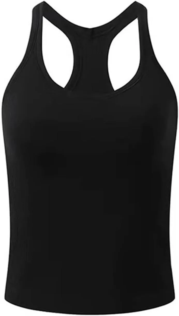Tank Tops with Built in Bras Summer Tank Tops for Women Fitness Workout Layering Outfits Undershirts Cami Tops