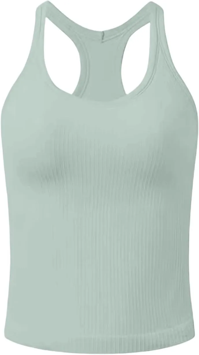Tank Tops with Built in Bras Summer Tank Tops for Women Fitness Workout Layering Outfits Undershirts Cami Tops