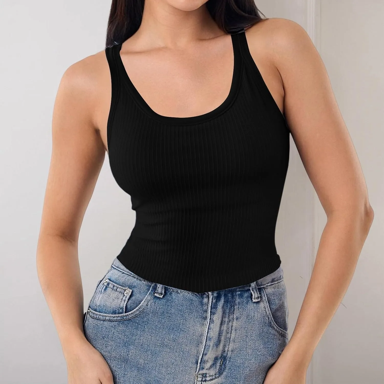 Tank Tops with Built in Bras Summer Tank Tops for Women Fitness Workout Layering Outfits Undershirts Cami Tops